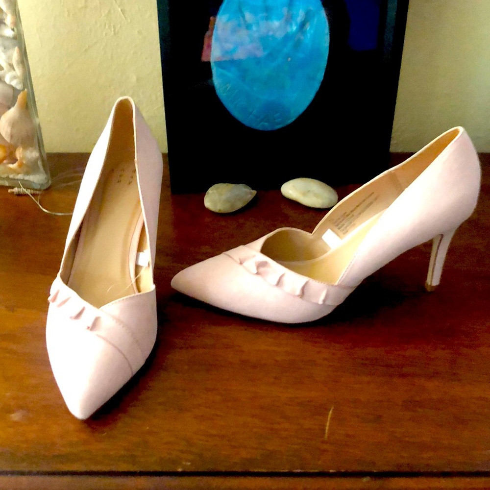 Blush suede heels